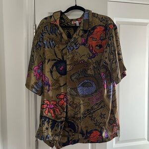 Urban Outfitters Multicolor Graphic Button Down Shirt